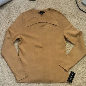 INC ribbed top, new, size L, color Warm Toffee